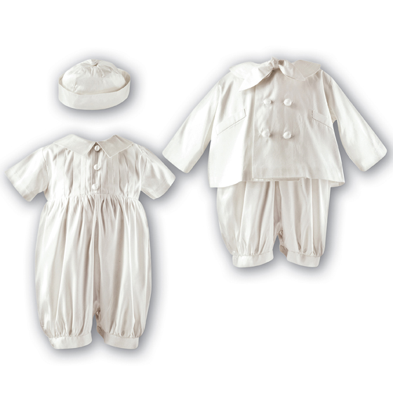 Boys Christening Romper, Jacket & Hat